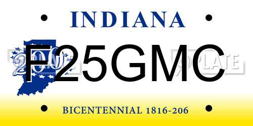 F25GMC Indiana License Plate