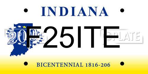 F25ITE Indiana License Plate
