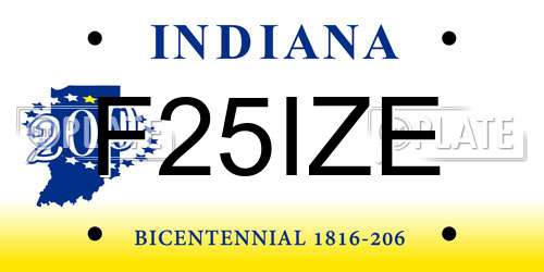 F25IZE Indiana License Plate