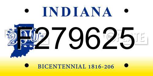 F279625 Indiana License Plate