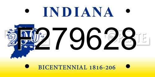 F279628 Indiana License Plate