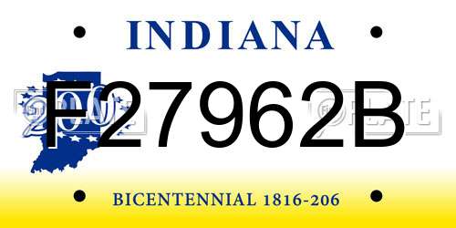 F27962B Indiana License Plate
