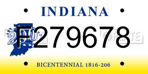 F279678 Indiana License Plate