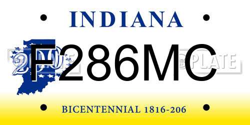 F286MC Indiana License Plate