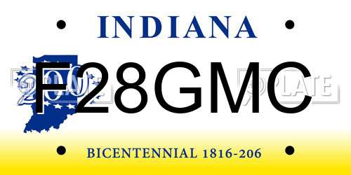 F28GMC Indiana License Plate