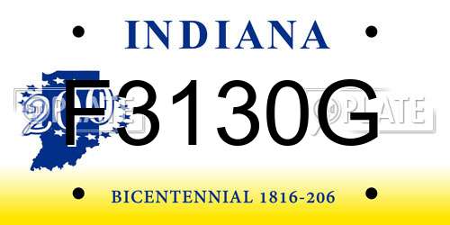 F3130G Indiana License Plate