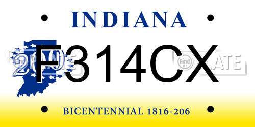 F314CX Indiana License Plate