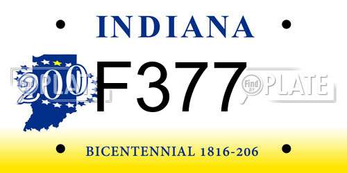 F377 Indiana License Plate