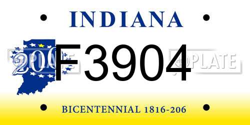 F3904 Indiana License Plate