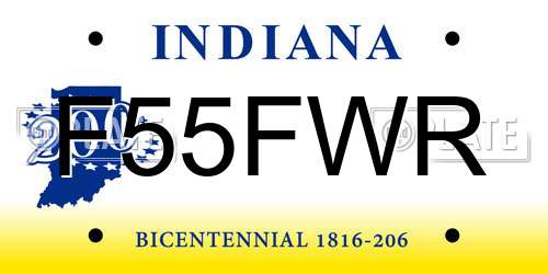F55FWR Indiana License Plate