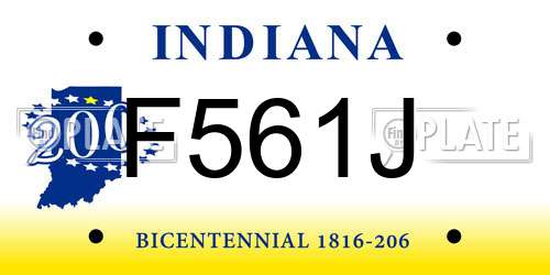 F561J Indiana License Plate