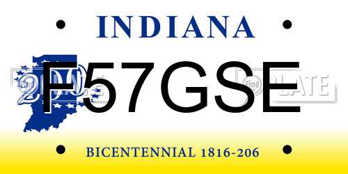 F57GSE Indiana License Plate
