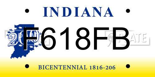 F618FB Indiana License Plate