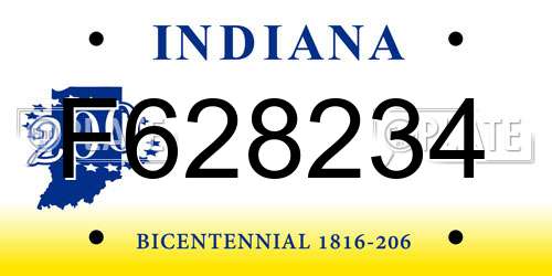 F628234 Indiana License Plate