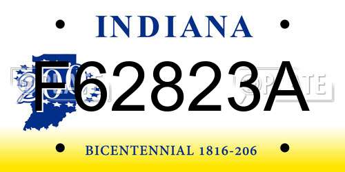 F62823A Indiana License Plate