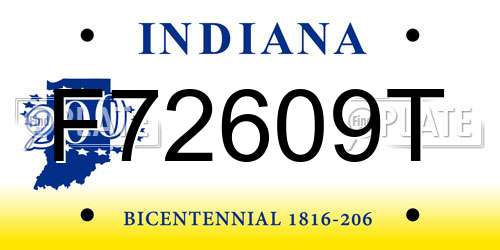 F72609T Indiana License Plate