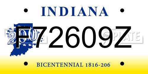F72609Z Indiana License Plate
