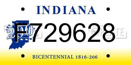 F729628 Indiana License Plate