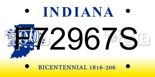 F72967S Indiana License Plate
