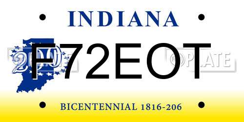 F72EOT Indiana License Plate