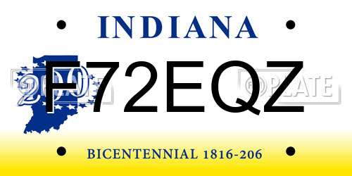 F72EQZ Indiana License Plate