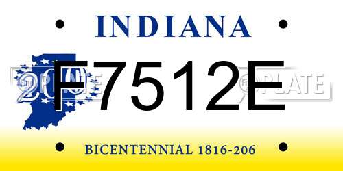 F7512E Indiana License Plate