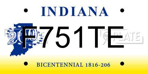 F751TE Indiana License Plate