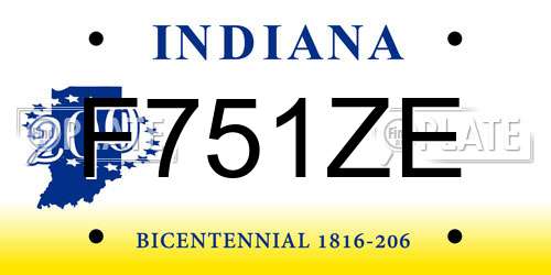 F751ZE Indiana License Plate