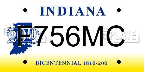 F756MC Indiana License Plate