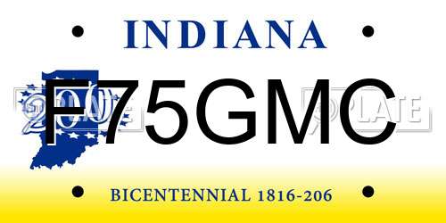 F75GMC Indiana License Plate