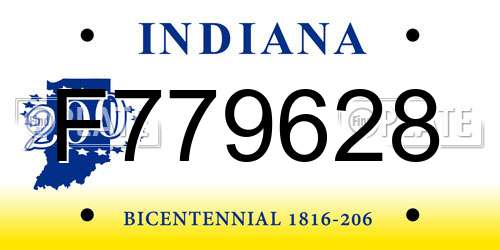 F779628 Indiana License Plate