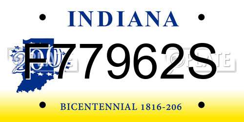 F77962S Indiana License Plate