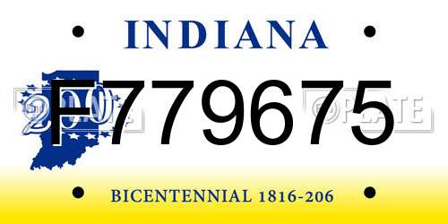 F779675 Indiana License Plate