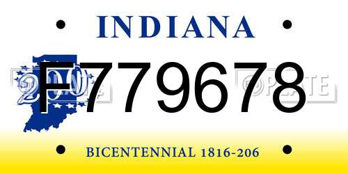 F779678 Indiana License Plate