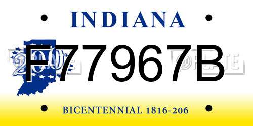F77967B Indiana License Plate