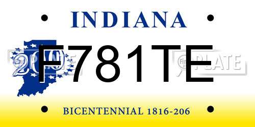 F781TE Indiana License Plate