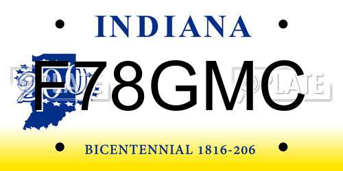 F78GMC Indiana License Plate