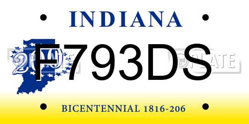 F793DS Indiana License Plate