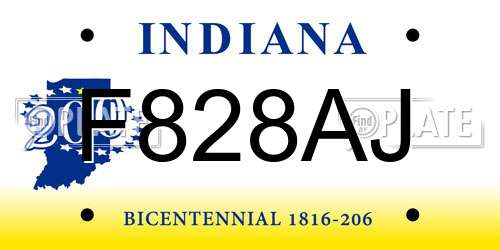 F828AJ Indiana License Plate
