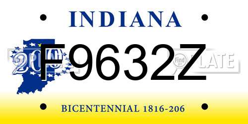 F9632Z Indiana License Plate