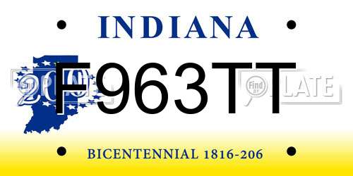 F963TT Indiana License Plate