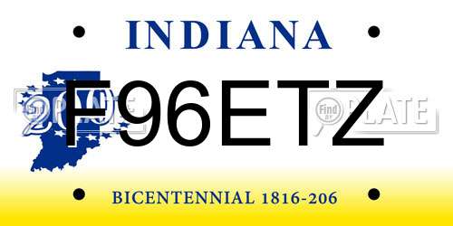 F96ETZ Indiana License Plate