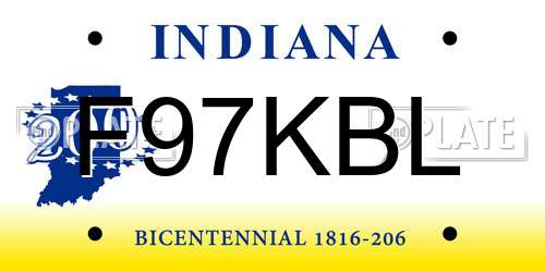 F97KBL Indiana License Plate