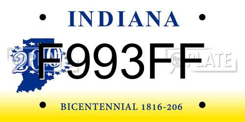 F993FF Indiana License Plate