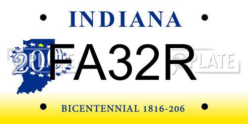 FA32R Indiana License Plate