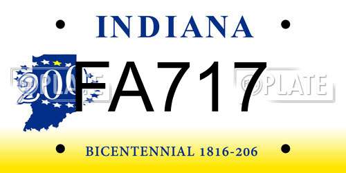 FA717 Indiana License Plate