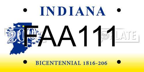FAA111 Indiana License Plate