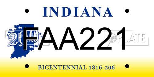 FAA221 Indiana License Plate