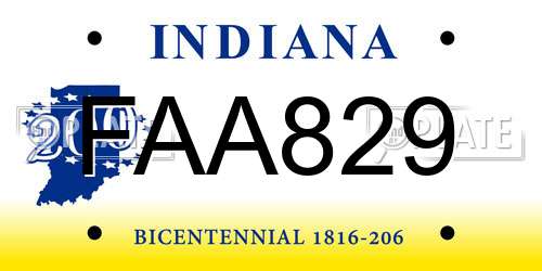 FAA829 Indiana License Plate