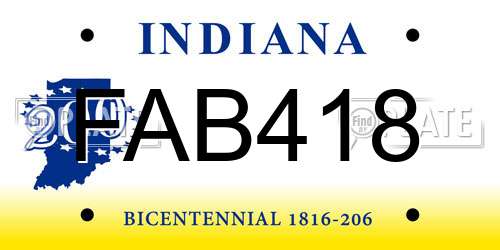 FAB418 Indiana License Plate